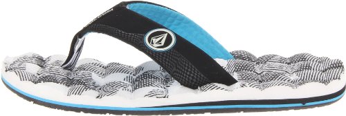 Image of Volcom Men's Recliner Sandals - Water-Friendly Flip Flops with Recliner Comfort Foam Footbed, Black Combo, 10