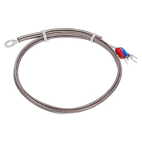 MECCANIXITY K Type Thermocouple Temperature Sensor PT100 6mm Ring High Temperature Probe 3.3ft Wire 0 to 600°C(32 to 1112°F) Stainless Steel