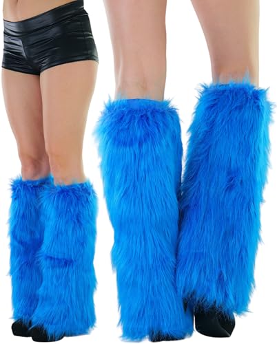 Image of ToBeInStyle Women's Faux Vibrant Fur Retro Daring 60' Inspired Ravewear Knee High Leg Warmers