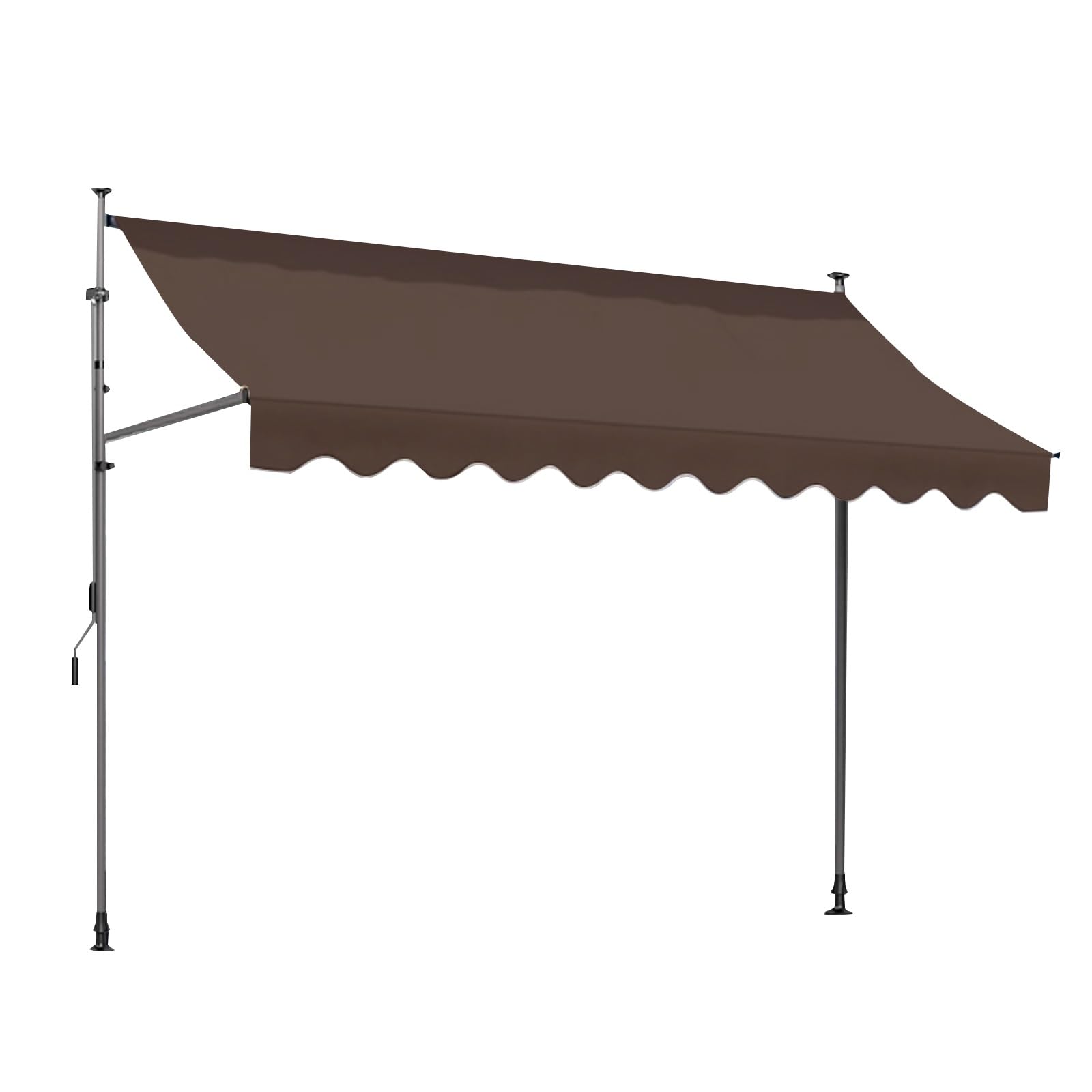 LWJSOCP Retractable Patio Awning, UV-Resistant Garden Canopy with Crank Handle, Adjustable Outdoor Shade for Windows, Doors, Porches - Brown, 350x120cm