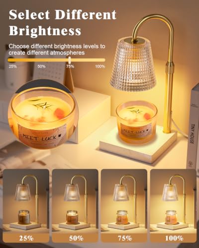 Image of White and Gold Marble Candle Warmer Lamp,Luxury Home Decor