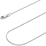 rapmoven 14k Real White Gold Solid Box Link Chain 0.7mm Necklace with Lobster Claw Clasp, Jewelry Gift for Women and Men, 20 inch
