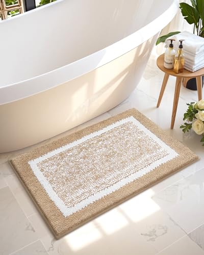 Tapis de bain antidérapant en microfibre 50x75 cm khaki absorbant - 3