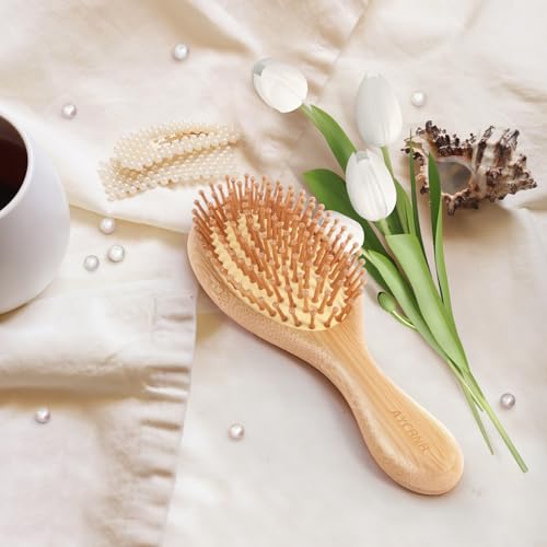 AYCBNB Natural Bamboo Hair Brush&Scalp Massager Shampoo Brush Set, Silicone Body Scrubber, Scalp Exfoliator Detangling Brush,Scalp Stimulator,Paddle Bristles Brush for Women Men Kids, All Hair Types