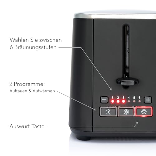 Foto von Wilfa CLASSIC Toaster - aus Edelstahl, verstellbare Hitzeeinstellungen mit Auftau-, Wiederaufheiz- und Abbrechfunktion, schwarz