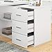 HSH White L-Shaped Computer Desk with 3 Drawers and 2 Shelves, Reversible Home Office Corner Desk for Writing Study Work Executive, 55 Inch Bedroom Wood Table Workstation Desk with Storage Cabinet