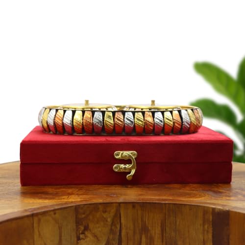Image of INTERNATIONAL GIFT Aluminium Dual Jar Set with Tray & Acrylic Lids - Dry Fruit & Mukhwas Server in Velvet Gift Box for Festive Gifting