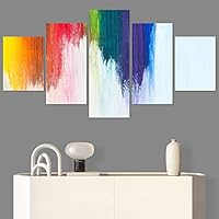 SIGNWIN 5 Panel Canvas Wall Art Abstract Colorful Geometric Hallway Minimalist Mixed Media Multicolor Patterns for Home Decorations Ready to Hang - 60
