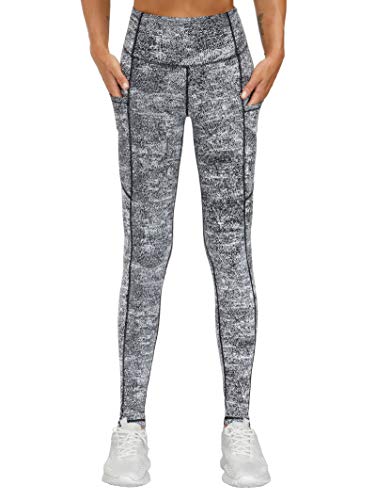 Image of THE GYM PEOPLE Thick High Waist Yoga Pants with Pockets, Tummy Control Workout Running Yoga Leggings for Women