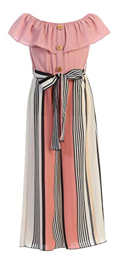 Image of iGirlDress Girls Wide Leg Off Shoulder Elegant High Waist Rompers Palazzo Pants Trousers Jumpsuits USA 4-14