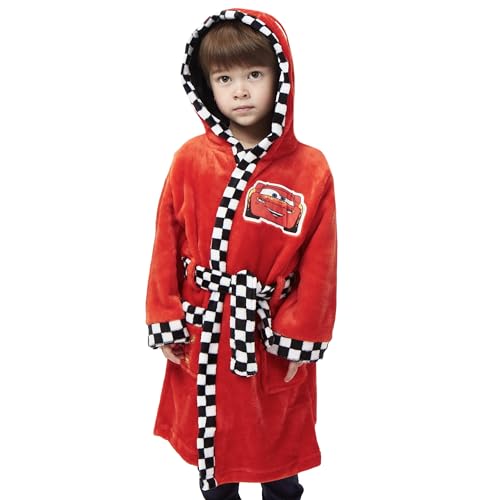 Disney Cars Boys Robe | Hooded Bathrobe | Cars Boys House Robe | Lightning McQueen Clothes | Sizes 2T To 84