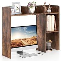 Libreria Da Scrivania HOMASIS 5 Scomparti - Scaffale In Legno, Bianco, 94x25x73 Cm - Foto 4