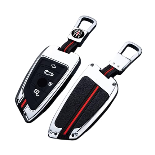 Happyit Zinc Alloy Car Key Cover Cases fit for Bmw 2 3 5 7 Series 6GT X1 X3 X5 X6 F45 F46 G20 G30 G32 G11 G12 F48 G01 F15 F85 F16 F86 (4 Buttons B, Silver)
