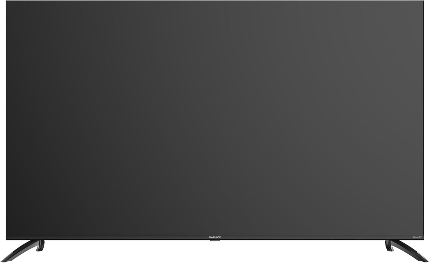 താഴെ view of the Magnavox 65-inch Roku TV, displaying the bottom-facing input ports.