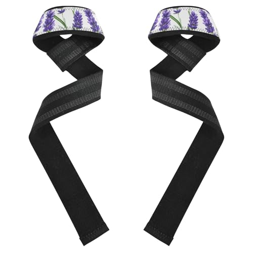STAYTOP Lavender Flowers Wrist Straps for Weightlifting,Lifting Straps with Neoprene Cushioned Wrist Padded and Anti-Skid Silicone for Strength Training,Bodybuilding,Deadlifting