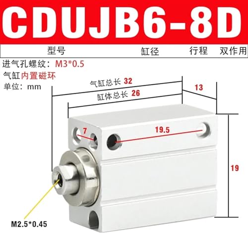 Cylindre CUJB mini vérin pneumatique SMC série CUJB6 à montage libre - 3