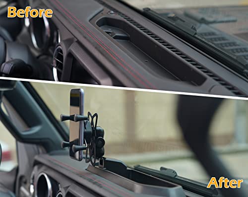 Litmiracle Phone Holder For Car With Storage Case, Dash Tray Phone Mount For Jeep Wrangler 2018-2023 Jl Jlu & Gladiator Jt 2020+, Phone Automobile Cradles (Not Fit For The Oil-Electric Vehicle) #TOP2
