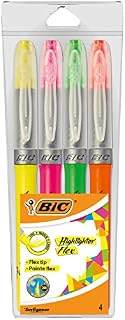 BIC Highlighters Flex - Assorted Fluorescent Colours, Pack of 4