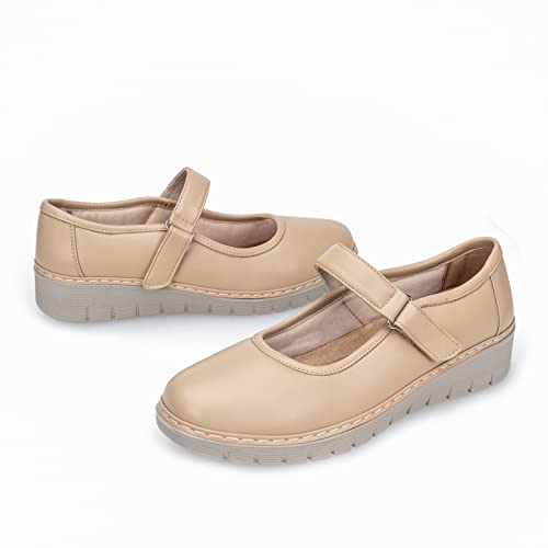 Image of VJH confort Women s Mary Jane Flats, Breathable Comfort Round Toe Low Heel Slip-on Light Weight Walking Shoes