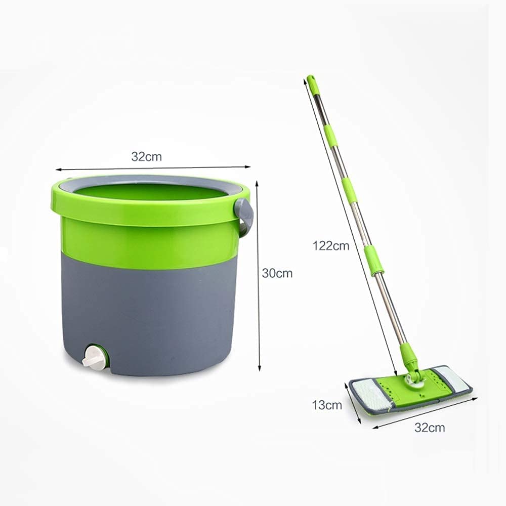 Kit Cubo fregona Giratorio Acero Inoxidable 360 ​​Sistema Limpieza Pisos 4 recambios Cabezal Repuesto Microfibra el Sistema Limpieza Pisos Cubo Limpieza del hogar