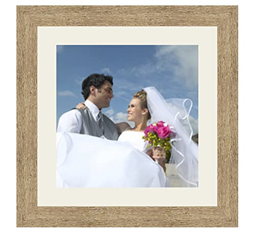 Cadres Photos pêle mêle multivues Gris Argent 1 Photo(s) 25x25 Passe Partout, Cadre Photo Mural 30x30 cm Naturel Beige, 3.5 cm de Largeur