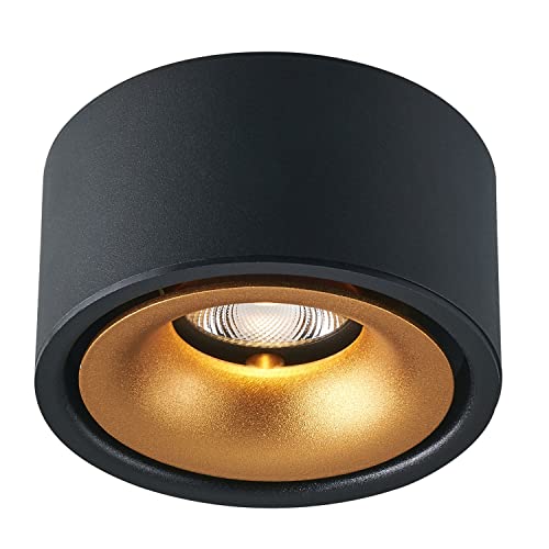 Foco LED, focos Decorativos de Techo con Acabado Negro y Dorado Minimalista para pasillos, Accesorios de iluminación LED para Dormitorio, Cocina, Oficina, Sala de Estar [Clase ener