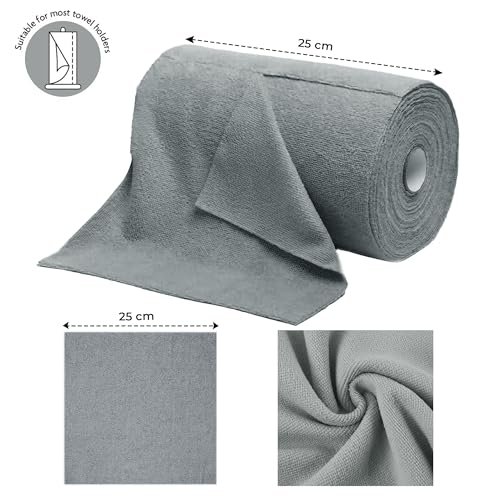 Image of Story@Home Microfiber Cleaning Cloth Roll, Pack of 2, 20 Pcs Each, 4000 Times Washable - 10X Cheaper Than Paper Kitchen Towel Roll - Lint Free Microfiber Cleaning Cloth - Tearable - Grey & Yellow