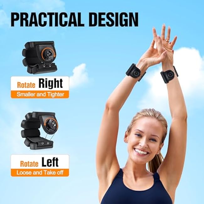 Wrist Weights - set of 2(1lb each), Adjustable Wearable Silicone Wrist & Ankle Bangles for Men and Women, Increase Training Intensity for Yoga, Pilates, Aerobics, Gym, Swimming, Hiking, Housework, Jogging, etc.