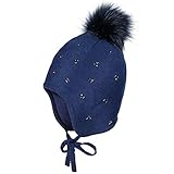 Kinderkleidung maximo Baby Mädchen Mütze Strass Bommel mit Bindeband-49 - Kindermode : Mädchen