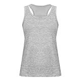 SHEKINI Camiseta sin mangas para mujer, espalda cruzada, deportiva, gimnasio, yoga, camiseta de malla, espalda descubierta, ajuste holgado, gris, S