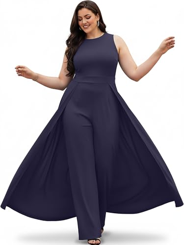 Image of KOH KOH Womens Sleeveless Flattering Dressy Long Pant Cape Elegant Jumpsuit