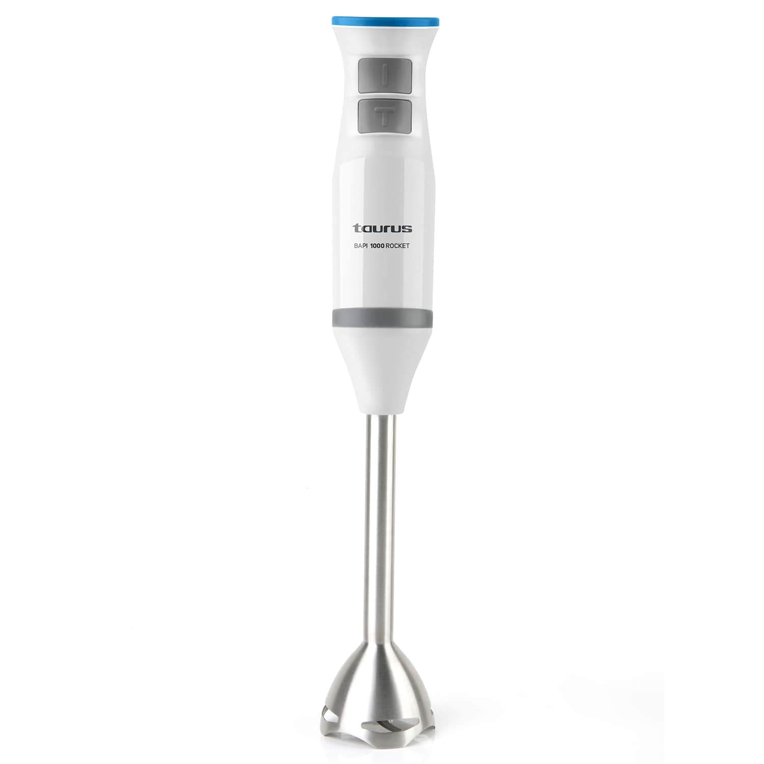 Taurus Bapi 1000 Rocket Inox - Batidora de mano. Bate y pica. 1000W. Incluye vaso medidor. Anti Salpicaduras. 20 velocidades. Función Turbo. Agarre soft-touch. Inox.