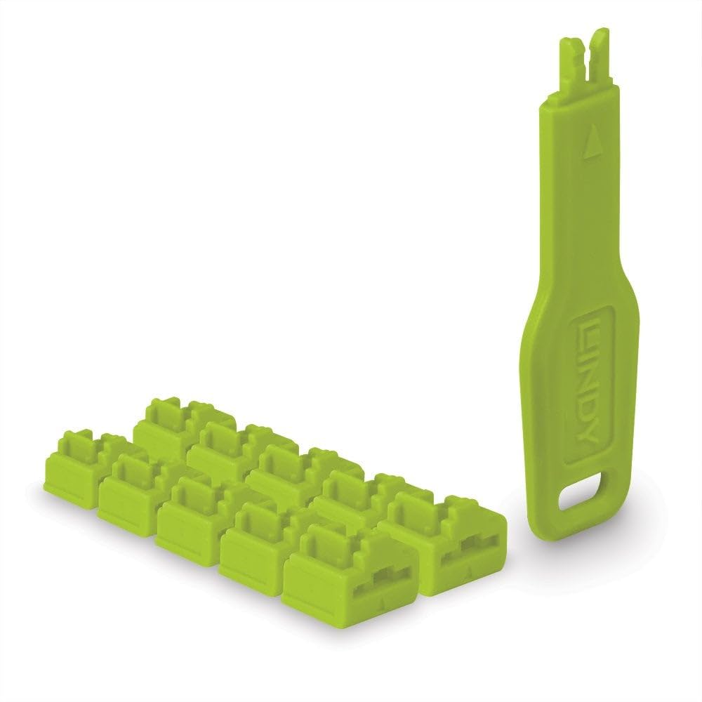 Lindy 47894 RJ45 Port Locks Green. 10x +