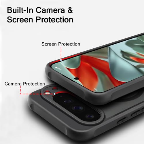 Image of TheGiftKart Hybrid Matte Frosted Translucent Back Cover Case for Google Pixel 9 Pro XL Compatible with MagSafe | Shockproof Design | Camera Protection Module | Hard Case Cover (PC & TPU, Frost Black)
