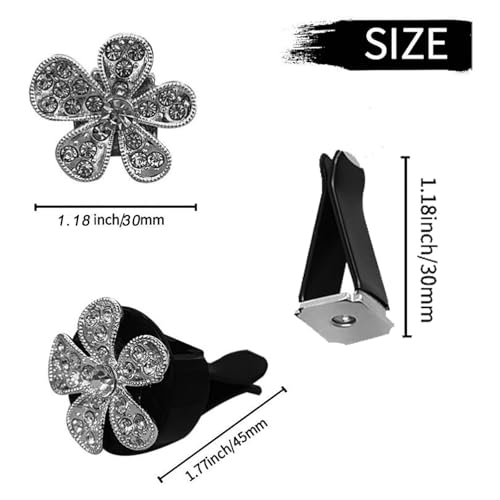 Image of 5 Pcs Car Vent Clip,Bling Flower Air Fresheners Vent Clips,Car Diffuser Rhinestone Car Interior Decoration Charm Accessories