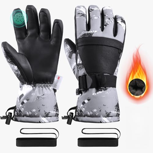 Pnosnesy Ski Gloves,Snow Gloves,Waterproof Cold Weather Winter Gloves for Parent Boys Girls- Cycling, Driving, Running