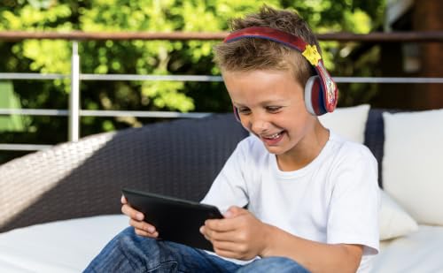 Image of Super Mario Wireless Bluetooth Portable Kids Headphones with Microphone, Volume Reduced to Protect Hearing Rechargeable Battery, Adjustable Kids Headband for School Home or Travel
