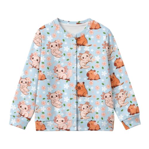 Image of Girls Cardigans Sweater Long Sleeve Crew Neck Button Down Sweaters School Outerwear for Kids Fall Winter Tops