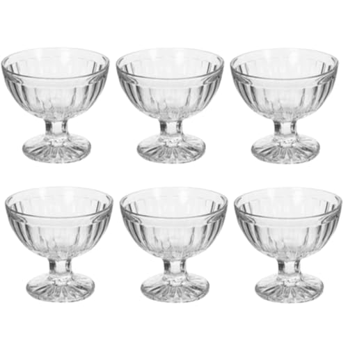 Set da 6 Coppe Gelato in Vetro Trasparente e Resistente, 180ml, Design Elegante, Lavabili in Lavastoviglie, Bicchieri per Gelato, Sorbetto, Frutta, Caffè, Feste, Matrimoni, Confettate, Eventi Speciali
