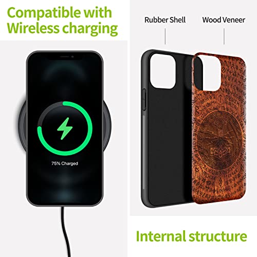Carveit Wood Case For Iphone 11 Case [Natural Wood & Black Soft Tpu] Shockproof Protective Cover Unique & Classy Wooden Phone Case Compatible With Iphone 11 (Thors Hammer-Red Wood) #TOP4