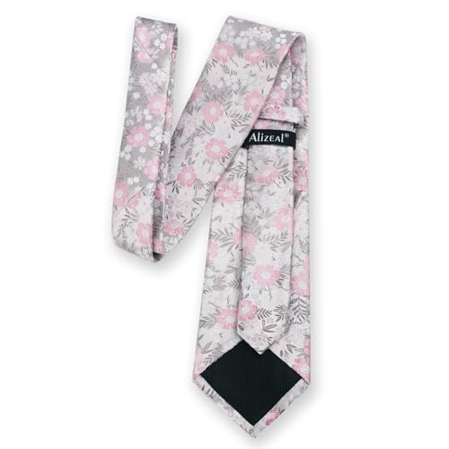 Image of Alizeal Mens 3.15'' Natural Flower Pattern Tie with Floral Pocket Square Set