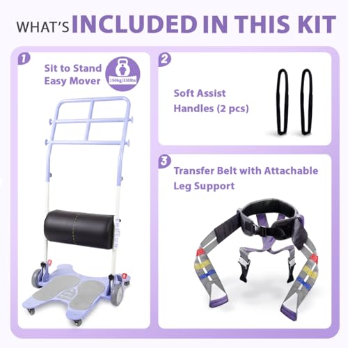 Image of Sit to Stand Patient Lift for Elderly - Standing Assist Device with Sliding Transfer Belt & Leg Support -Home Care Stand Assist Aid for Safe Transfer (SWL-330 lbs)