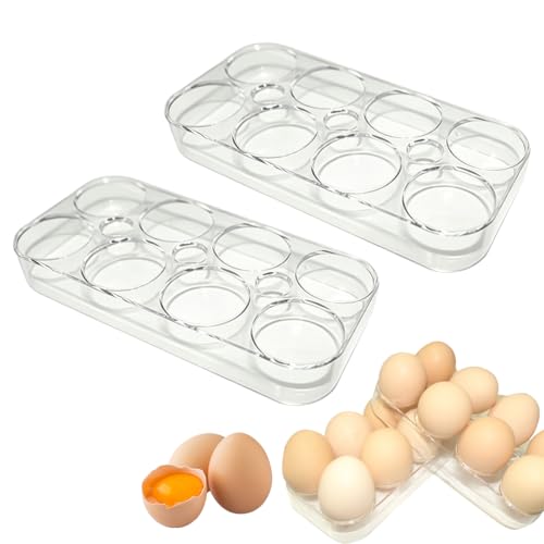 YAYNO 2 Pcs Boite a Oeufs Organisateur Rangement Oeuf Frigo en Plastique Storage Plateau Panier Distributeur Oeuf Fridge Organizer Stockage Presentoir Support Range Boite a Oeuf (17.5 * 8.5 * 2.2cm)