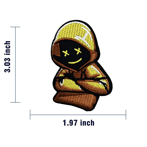 Wikineon Iron On Embroidered Patch, Yellow Hoodie Alien Boy Applique Patch - Punk Cool Embroidered Badge Iron On/Sew On Diy Clothing Accessories, Perfect For Jackets Clothes Hats Jeans Bag #TOP1