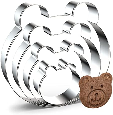 Hottion 4 PCS Bear Face Cookie Cutters Set, 4 Sizes Koala, Polar Bear, Panda Face Shape Metal Cookie Cutters, Bear Cookie Cutters Molds for Baking Sandwich Cookie Baby Shower Party Supplies