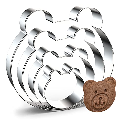 Hottion 4 Pcs Bear Face Cookie Cutters Set, 4 Sizes Koala, Polar Bear, Panda Face Shape Metal Cookie Cutters, Bear Cookie Cutters Molds For Baking Sandwich Cookie Baby Shower Party Supplies #TOP2