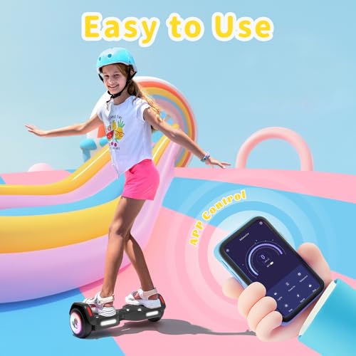 Image of SIMATE 6.5 inch Bluetooth Scooter, LED Lights & APP & Music Speaker, Long Battery Life, Gifts for Kids & Adults & Girls & Boys, for All Ages