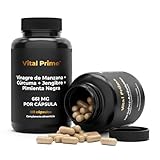 VITAL PRIME Vinagre de Manzana Capsulas 180 Cápsulas 661mg por Cápsula con la Madre | Suministro para 6 Meses | Cápsulas de Vinagre de Manzana con Cúrcuma, Jengibre y Pimienta Negra Apto para Veganos