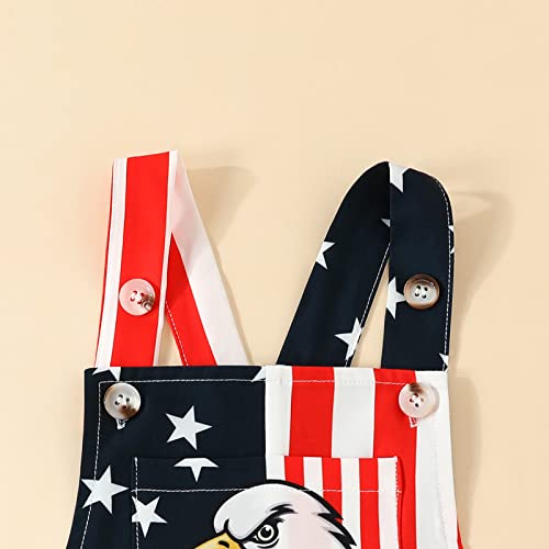 Vchoohce 4Th Of July Baby Girl Boy Outfit American Flag Suspender Romper Star Striped Overalls Shorts Jumpsuit With Pockets (Star Striped-Eagle,3-4T) #TOP3