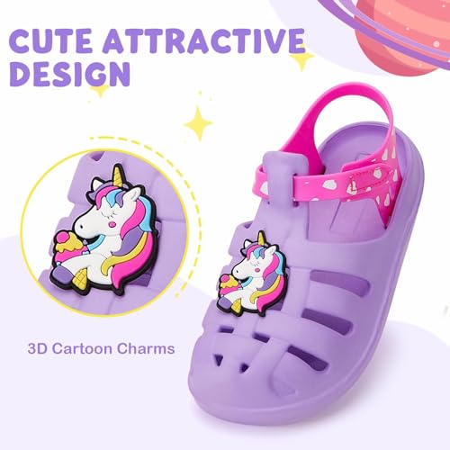 Image of FUNCOO PLUS Boys Girls Sandals Toddler Lightweight EVA Water Shoes Kids Closed Toe Fisherman Sandals Summer Beach Sports Shoes Outdoor